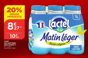 Bi1 Lactel Lait matin léger demi-écrémé offre