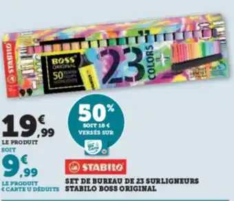 Hyper U SET DE BUREAU DE 23 SURLIGNEURS STABILO BOSS ORIGINAL offre