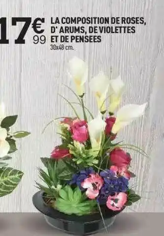 Centrakor La Composition De Roses D'arums De Violettes Et De Pensées offre