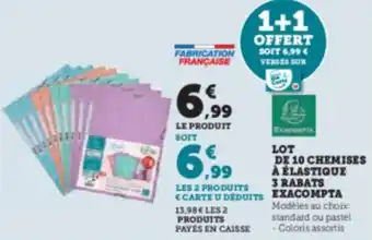Hyper U LOT DE 10 CHEMISES À ÉLASTIQUE 3 RABATS EXACOMPTA offre