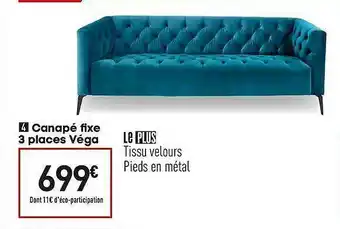 Conforama Canapé Fixe 3 Places Véga offre