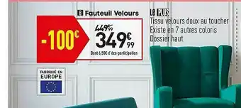 Conforama Fauteuil Velours offre