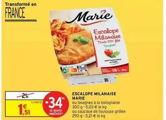Intermarché Express Escaloope Milanaise Marie offre
