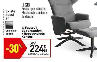 Conforama Fauteuil De Relaxation + Repose-pieds Kansas offre