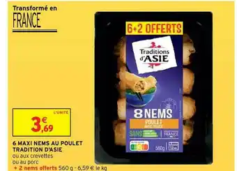Intermarché Express 6 Maxi Nems Au Poulet Tradition D'asie offre
