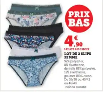 Hyper U LOT DE 2 SLIPS FEMME offre