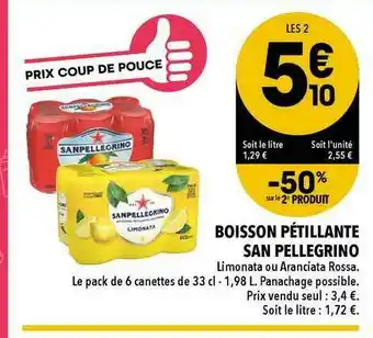 Supeco Boisson Pétillante San Pellegrino offre