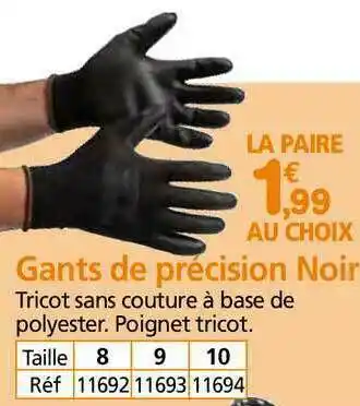 Provence Outillage Gants De Précision Noir offre