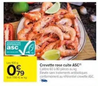 Carrefour Crevette rose cuite ASC offre