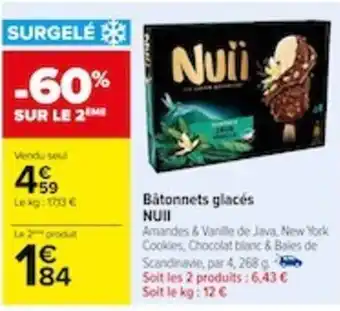 Carrefour Bâtonnets glacés NUII offre