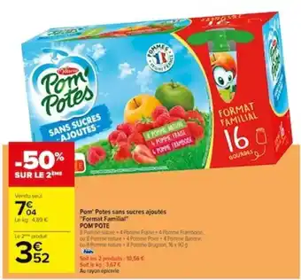 Carrefour Pom Potes sans sucres ajoutés "Format Familial™ POM POTE offre