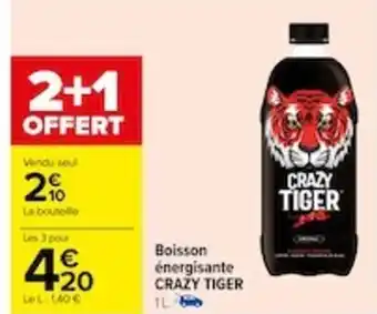 Carrefour Boisson énergisante CRAZY TIGER 1L offre