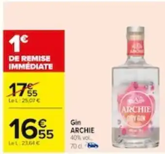 Carrefour Gin ARCHIE 40% vol. 70 d. offre