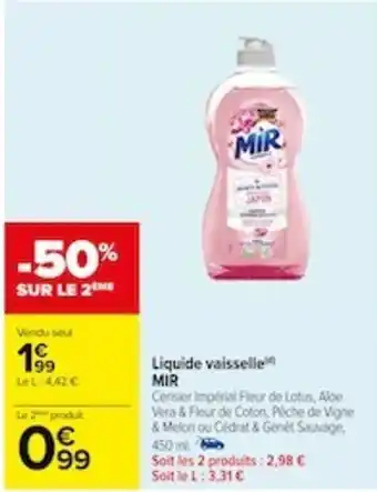 Carrefour Liquide vaissellen MIR offre