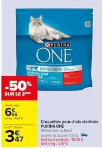 Carrefour Croquettes pour chats stérilisés PURINAONE offre