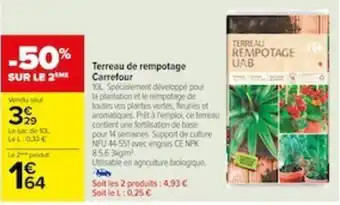 Carrefour Terreau de rempotage Carrefour offre
