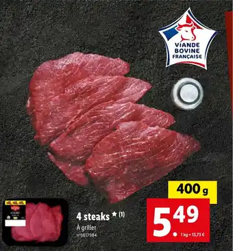 Lidl 4 steaks (1) A griller offre