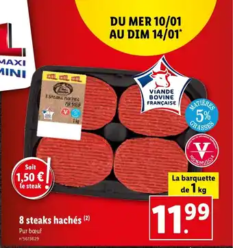 Lidl 8 steaks hachés offre