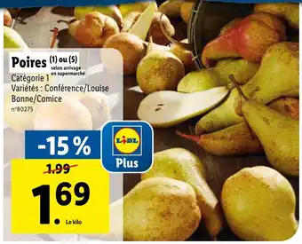 Lidl Poires (1) ou (5) offre