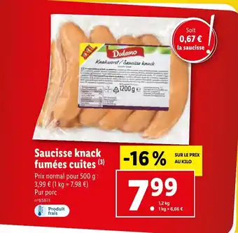 Lidl Saucisse knack fumées cuites (3) offre