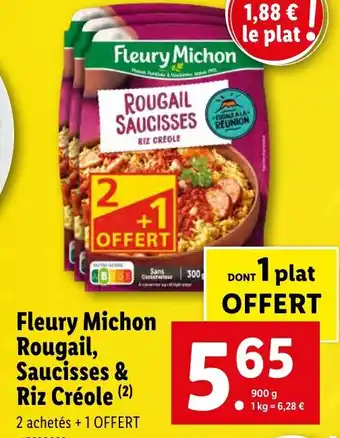 Lidl Fleury Michon Rougail, Saucisses & Riz Créole (²) offre