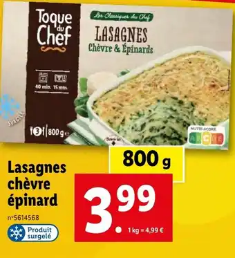 Lidl Lasagnes chèvre épinard offre