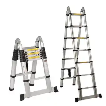 Brico Cash Echelle/escabeau télescopique double aluminium 7 marches h4.4m (2,2+2,2) offre