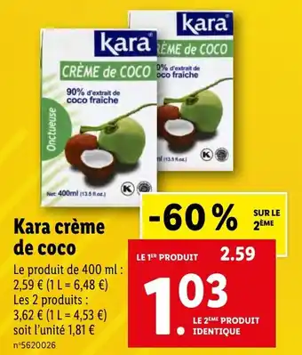 Lidl Kara crème de coco offre