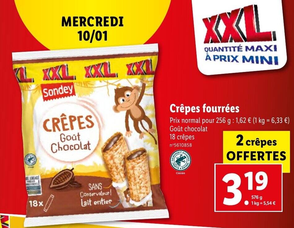 Promo Crêpes fourrées chez Lidl