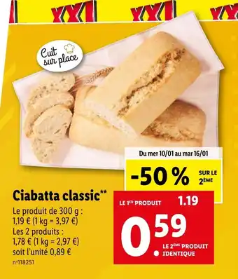 Lidl Ciabatta classic offre