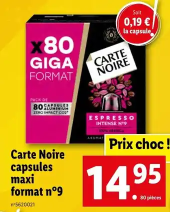 Lidl Carte Noire capsules maxi format n°9 offre