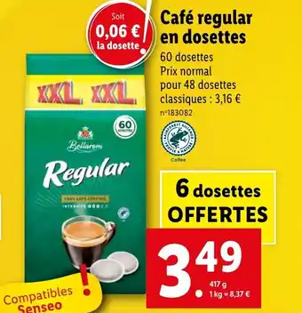 Lidl Café regular en dosettes offre