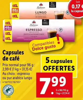 Lidl Capsules de café offre