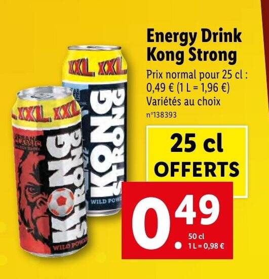 Promo Energy Drink Kong Strong chez Lidl