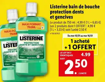 Listerine bain de bouche protection dents et gencives