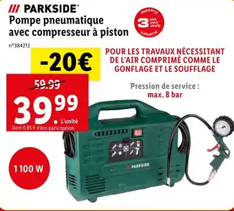 Pompe pneumatique avec compresseur à piston