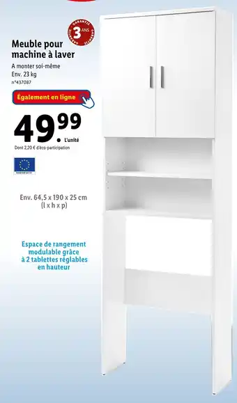 Lidl Meuble pour machine à laver offre