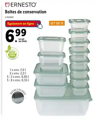 Lidl Boîtes de conservation offre