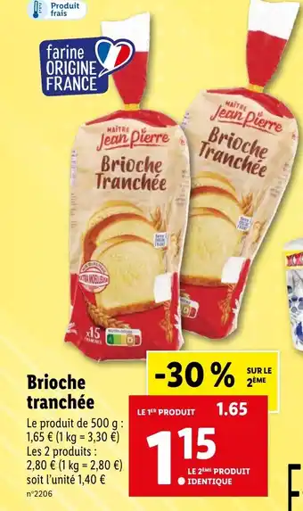Lidl Brioche tranchée offre
