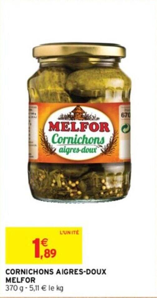 Promo CORNICHONS AIGRESDOUX MELFOR chez Intermarché