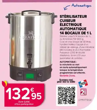 Kiriel STERILISATEUR CUISEUR ÉLECTRIQUE AUTOMATIQUE 14 BOCAUX DE 1 L offre