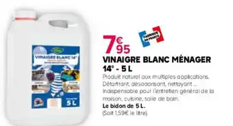 Kiriel VINAIGRE BLANC MÉNAGER 14°-5 L offre