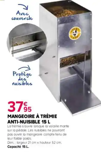 Kiriel MANGEOIRE À TRÉMIE ANTI-NUISIBLE 15 L offre
