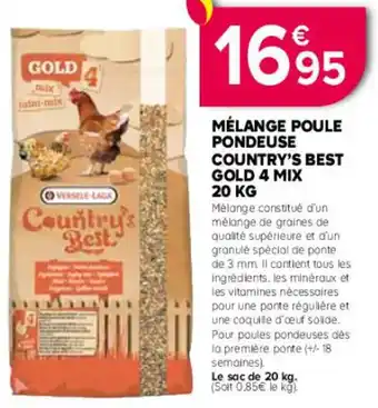 Kiriel MÉLANGE POULE PONDEUSE COUNTRY'S BEST GOLD 4 MIX 20 KG offre
