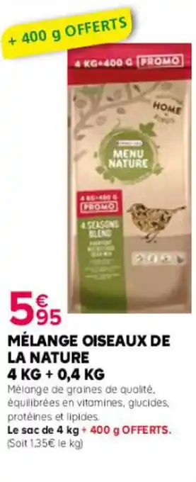 Kiriel MÉLANGE OISEAUX DE LA NATURE 4 KG + 0,4 KG offre