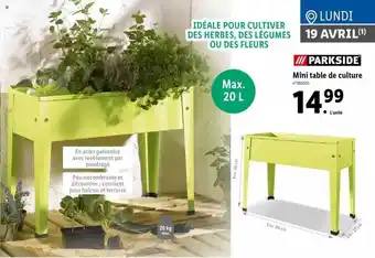 Lidl Mini Table De Culture Parkside offre