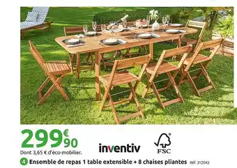 Mr Bricolage Ensemble De Repas 1 Table Extensible + 8 Chaises Pliantes Inventiv offre