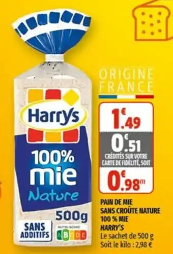 Coccimarket Pain De Mie Sans Croûte Nature 100% Mie offre