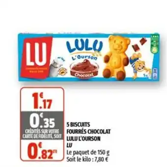 Coccimarket 5 Biscuits Fourrés Chocolat offre