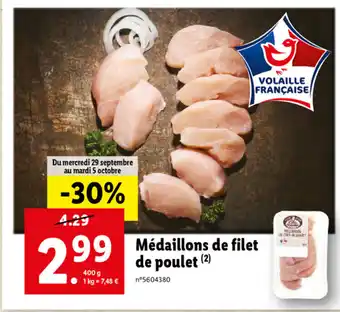 Lidl Médaillons De Filet De Poulet offre